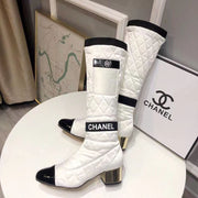 New Fashion Color matching diamond grid Long boots