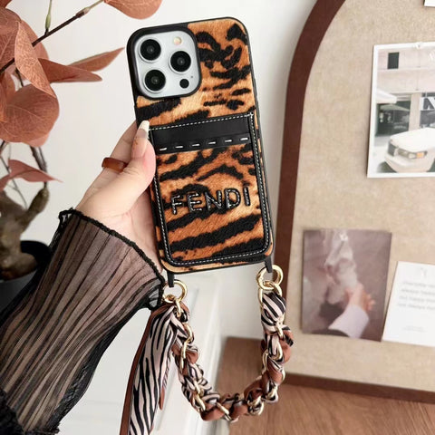 Luxury Leopard print cortex Insert card phone case for iPhone