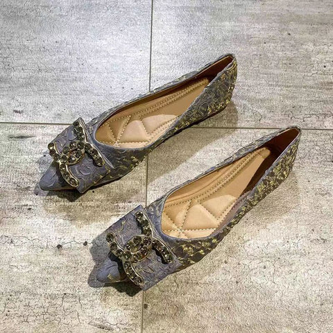 New Crystal Glitter Pointed flat shoes