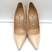 Manolo Blahnik Para Pumps Nude Leather Size 38.5 Pointed Toe Heels