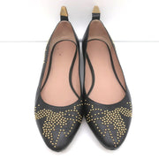 Chloe Susanna Studded Ballet Flats Black Leather Size 39