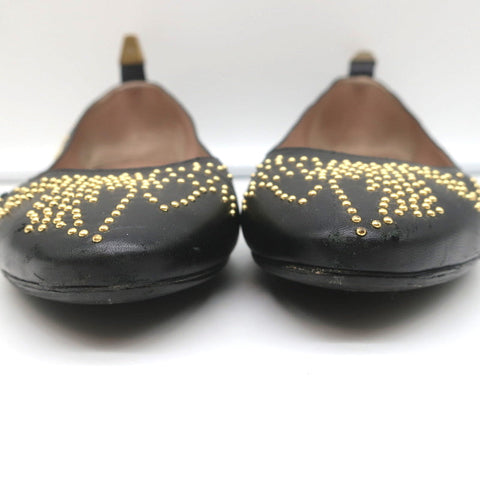 Chloe Susanna Studded Ballet Flats Black Leather Size 39