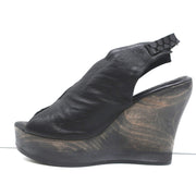 Calleen Cordero Platform Wedge Sandals Felipa Black Snake-Print Leather Size 6