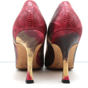 Manolo Blahnik BB Lizard Pumps Red/Beige Size 37 Pointed Toe Heels