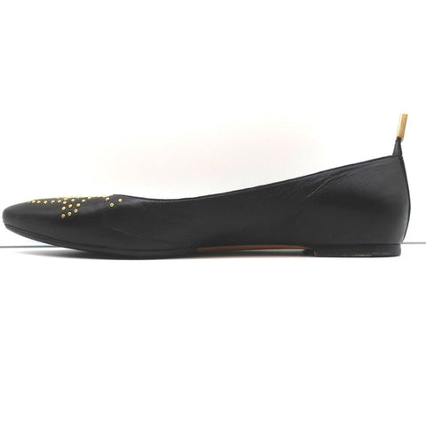 Chloe Susanna Studded Ballet Flats Black Leather Size 39