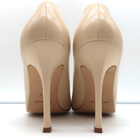 Manolo Blahnik Para Pumps Nude Leather Size 38.5 Pointed Toe Heels