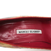 Manolo Blahnik BB Lizard Pumps Red/Beige Size 37 Pointed Toe Heels