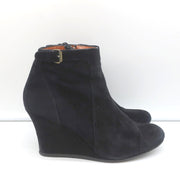 Lanvin Wedge Ankle Boots Black Suede Size 37