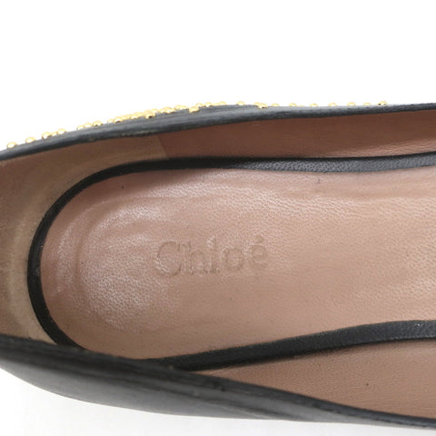 Chloe Susanna Studded Ballet Flats Black Leather Size 39