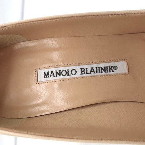 Manolo Blahnik Para Pumps Nude Leather Size 38.5 Pointed Toe Heels