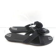 Crochet Camellia Crisscross Slide Sandals Black Size 37.5