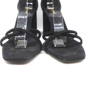 Saint Laurent Loulou Crisscross Sandals Black Suede Size 37.5 Ankle Strap Heels