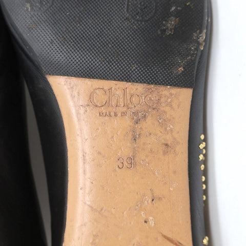 Chloe Susanna Studded Ballet Flats Black Leather Size 39