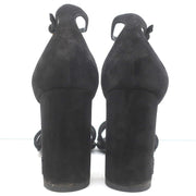 Saint Laurent Loulou Crisscross Sandals Black Suede Size 37.5 Ankle Strap Heels