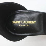 Saint Laurent Loulou Crisscross Sandals Black Suede Size 37.5 Ankle Strap Heels