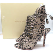 Sophia Webster Lacey Lace-Up Sandals Camo Print Leather Size 37.5 Open Toe Heels