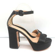 Gianvito Rossi Coco Platform Sandals Dark Brown Satin Size 36.5 Ankle Strap Heel