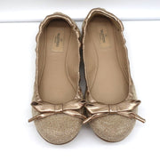 Valentino Garavani Studded Bow Ballet Flats Gold Size 37.5