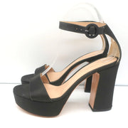 Gianvito Rossi Coco Platform Sandals Dark Brown Satin Size 36.5 Ankle Strap Heel