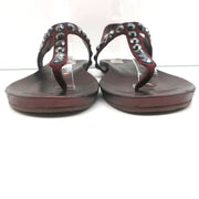 Pedro Garcia Judith Crystal Studded Thong Sandals Burgundy Suede Size 38.5