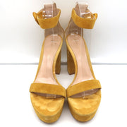 Gianvito Rossi Portofino Platform Ankle Strap Sandals Yellow Suede Size 36.5