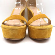 Gianvito Rossi Portofino Platform Ankle Strap Sandals Yellow Suede Size 36.5