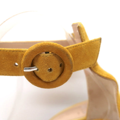 Gianvito Rossi Portofino Platform Ankle Strap Sandals Yellow Suede Size 36.5