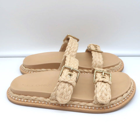 Ulla Johnson Kiera Raffia Slide Sandals Natural Size 39.5