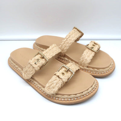 Ulla Johnson Kiera Raffia Slide Sandals Natural Size 39.5