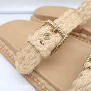 Ulla Johnson Kiera Raffia Slide Sandals Natural Size 39.5