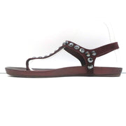 Pedro Garcia Judith Crystal Studded Thong Sandals Burgundy Suede Size 38.5