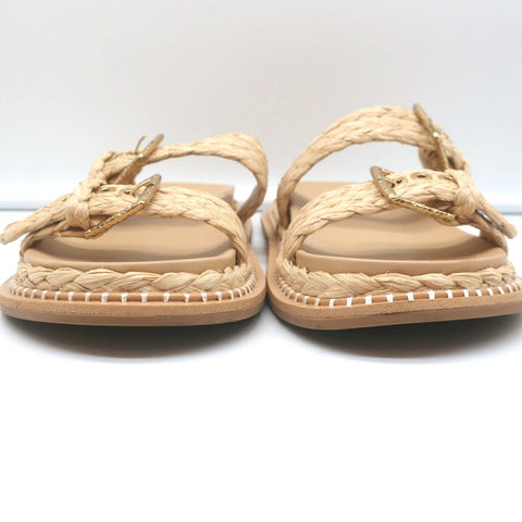 Ulla Johnson Kiera Raffia Slide Sandals Natural Size 39.5