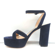 Gianvito Rossi Poppy Crisscross Platform Sandals Navy Suede Size 36.5