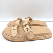 Ulla Johnson Kiera Raffia Slide Sandals Natural Size 39.5