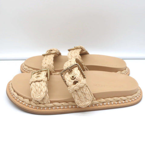 Ulla Johnson Kiera Raffia Slide Sandals Natural Size 39.5