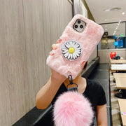 Makeup mirror plush phone case