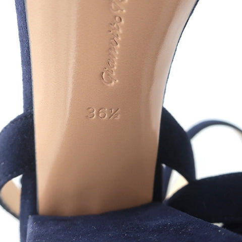 Gianvito Rossi Poppy Crisscross Platform Sandals Navy Suede Size 36.5