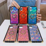 Sparkling square bracket phone case