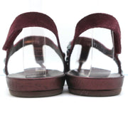 Pedro Garcia Judith Crystal Studded Thong Sandals Burgundy Suede Size 38.5