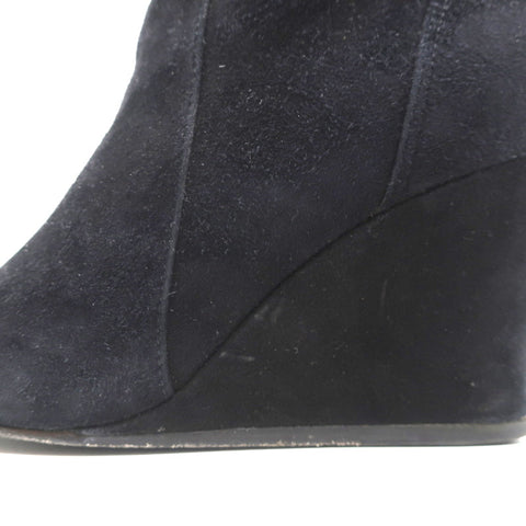 Lanvin Wedge Ankle Boots Black Suede Size 37