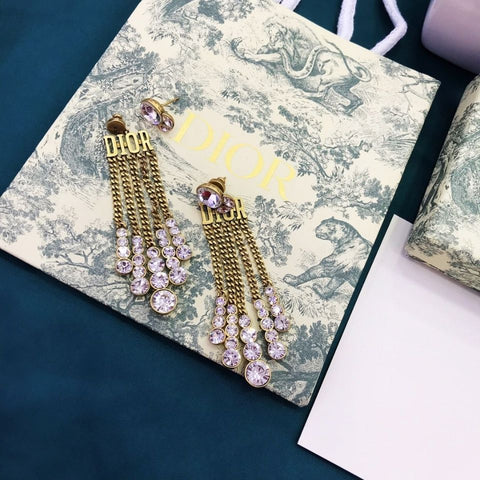 Vintage Full Diamond Tassel Earrings