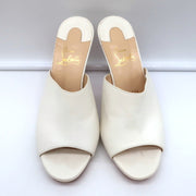 Christian Louboutin Pigamule Mules White Leather Size 36.5 Open Toe Heels