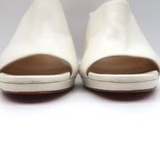 Christian Louboutin Pigamule Mules White Leather Size 36.5 Open Toe Heels