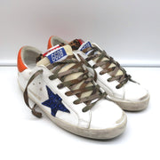 Golden Goose Superstar Double Tongue Glitter Star Sneakers White Size 37 NEW