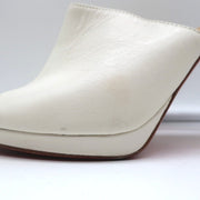 Christian Louboutin Pigamule Mules White Leather Size 36.5 Open Toe Heels