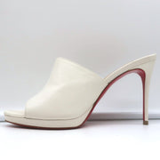 Christian Louboutin Pigamule Mules White Leather Size 36.5 Open Toe Heels