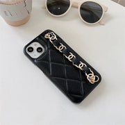 Luxury Wrist strap leather phone case for iphone