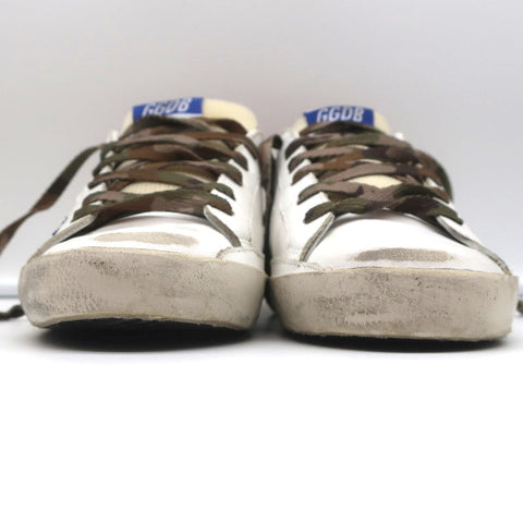 Golden Goose Superstar Double Tongue Glitter Star Sneakers White Size 37 NEW