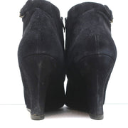 Lanvin Wedge Ankle Boots Black Suede Size 37