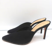 Schutz Crystal-Trim Mules Heliconia Black Suede Size 6 Pointed Toe Heels